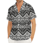 Black And White Navajo Print Men's Deep V-Neck Shirt
