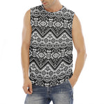 Black And White Navajo Print Men's Fitness Tank Top
