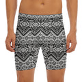 Black And White Navajo Print Men's Long Boxer Briefs