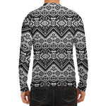 Black And White Navajo Print Men's Long Sleeve Rash Guard
