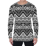 Black And White Navajo Print Men's Long Sleeve T-Shirt