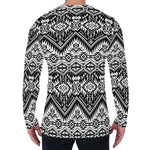 Black And White Navajo Print Men's Long Sleeve T-Shirt