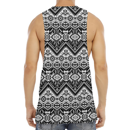 Black And White Navajo Print Men's Muscle Tank Top
