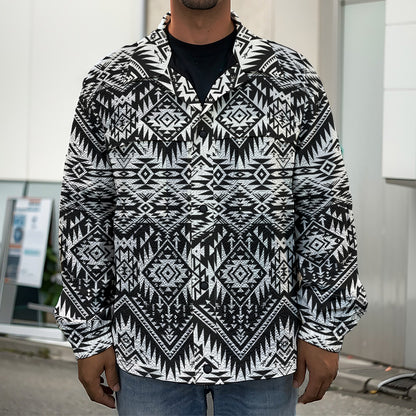 Black And White Navajo Print Men's Shirt Jacket