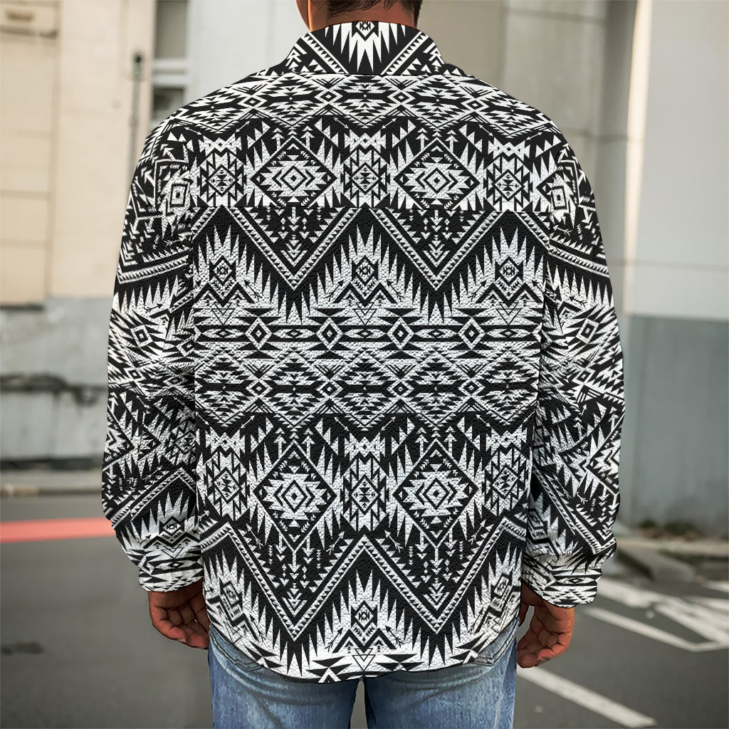 Black And White Navajo Print Men's Shirt Jacket