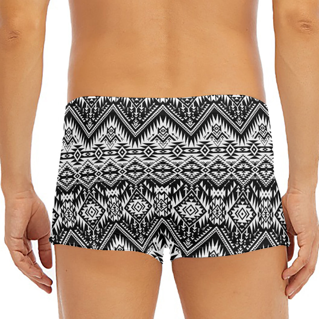 Black And White Navajo Print Men's Short Boxer Briefs