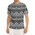 Black And White Navajo Print Men's Short Sleeve Rash Guard
