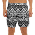Black And White Navajo Print Men's Split Running Shorts