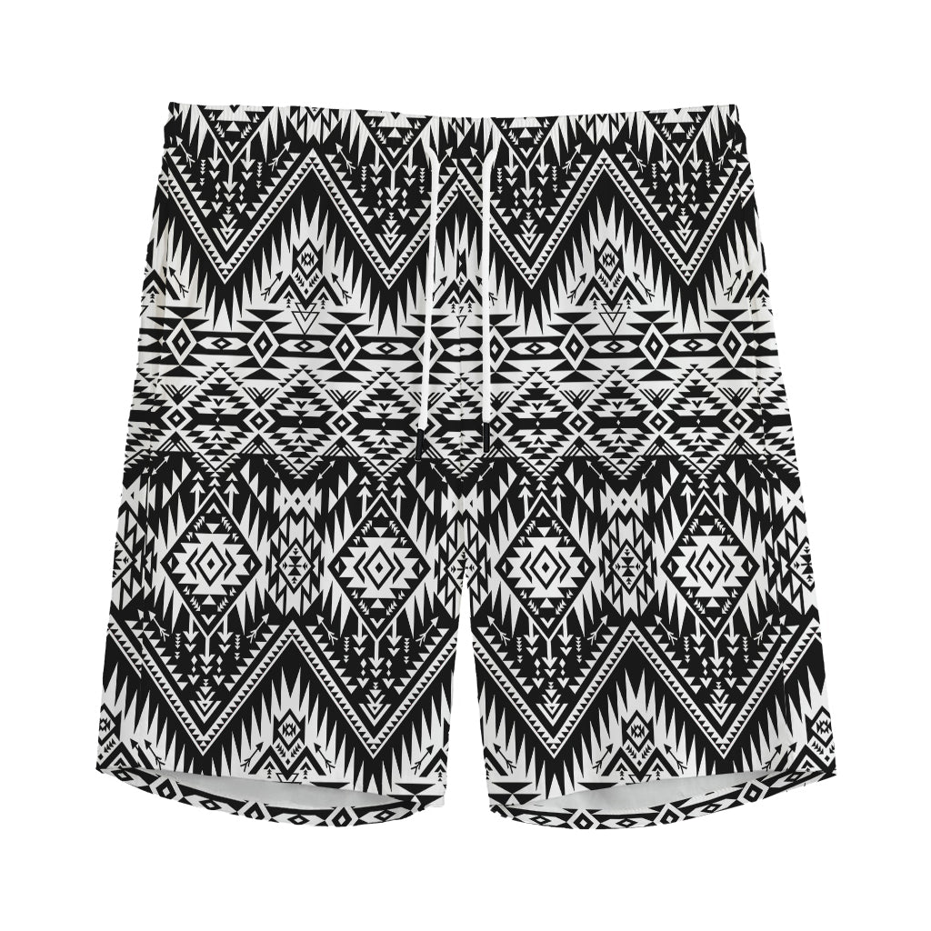 Black And White Navajo Print Men's Sports Shorts