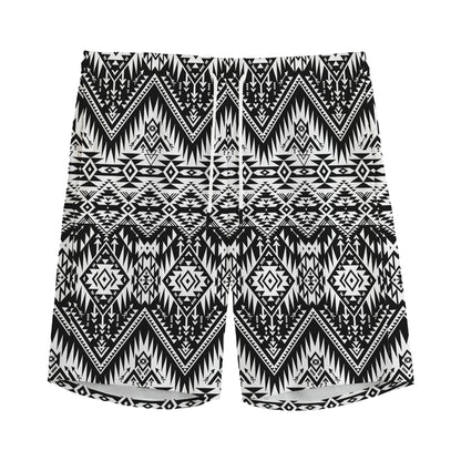 Black And White Navajo Print Men's Sports Shorts