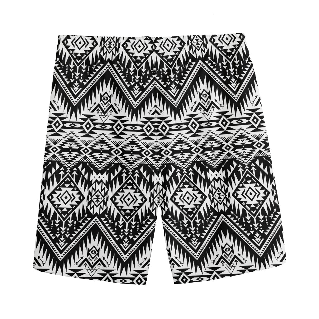 Black And White Navajo Print Men's Sports Shorts