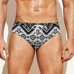 Black And White Navajo Print Men's Swim Briefs