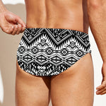 Black And White Navajo Print Men's Swim Briefs