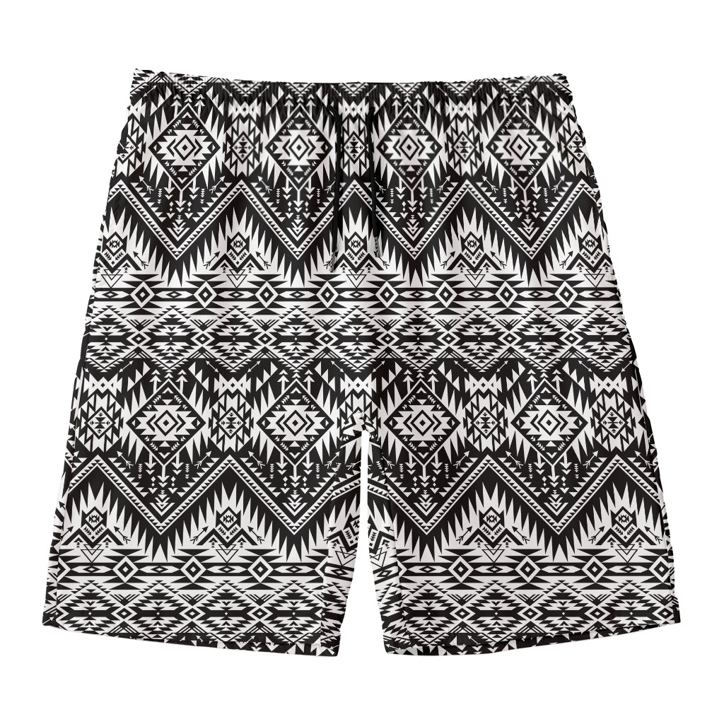 Black And White Navajo Print Men's Swim Trunks
