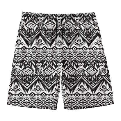 Black And White Navajo Print Men's Swim Trunks