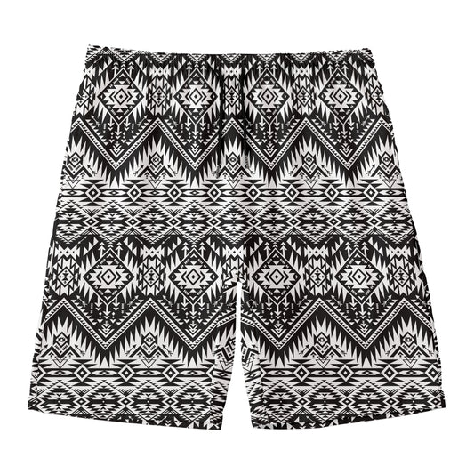 Black And White Navajo Print Men's Swim Trunks