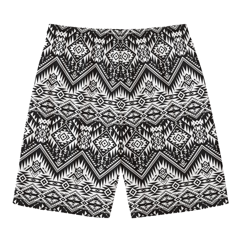 Black And White Navajo Print Men's Swim Trunks