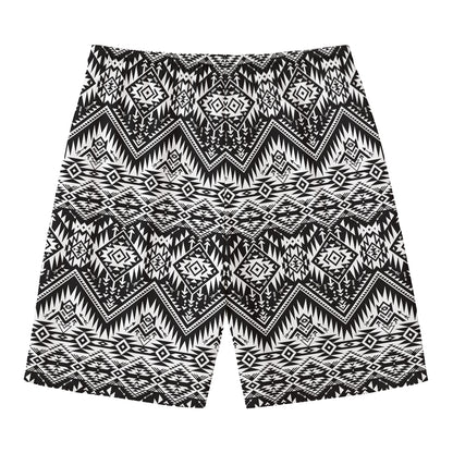 Black And White Navajo Print Men's Swim Trunks