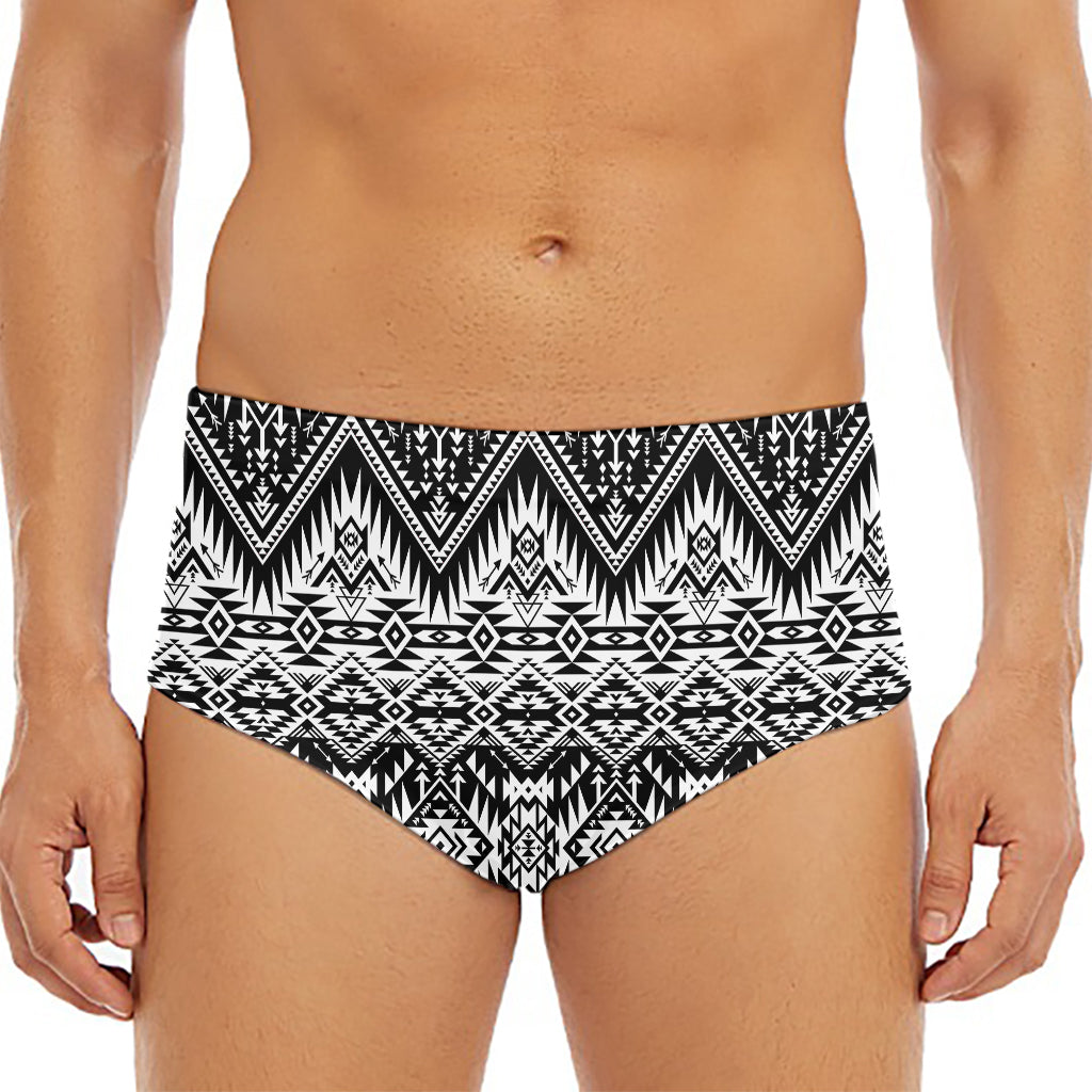 Black And White Navajo Print Men's Triangle Swim Briefs