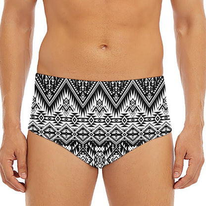 Black And White Navajo Print Men's Triangle Swim Briefs