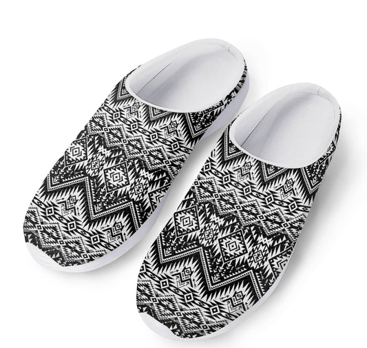 Black And White Navajo Print Mesh Casual Shoes
