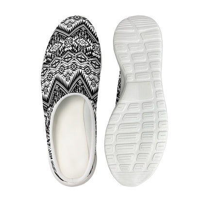 Black And White Navajo Print Mesh Casual Shoes