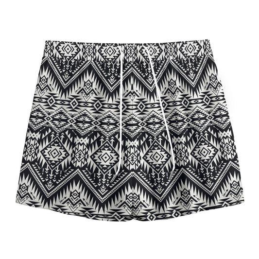 Black And White Navajo Print Mesh Shorts