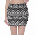 Black And White Navajo Print Pencil Mini Skirt