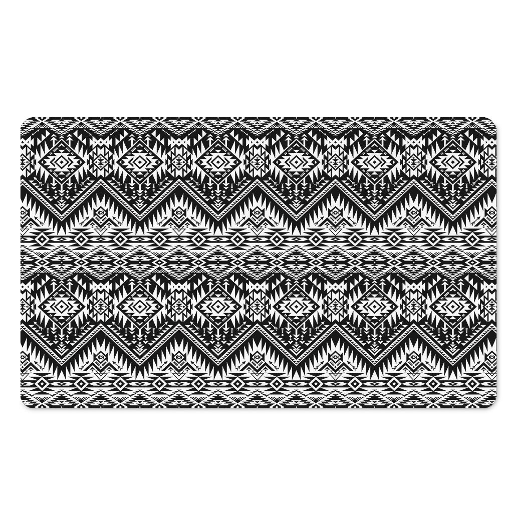 Black And White Navajo Print Polyester Doormat