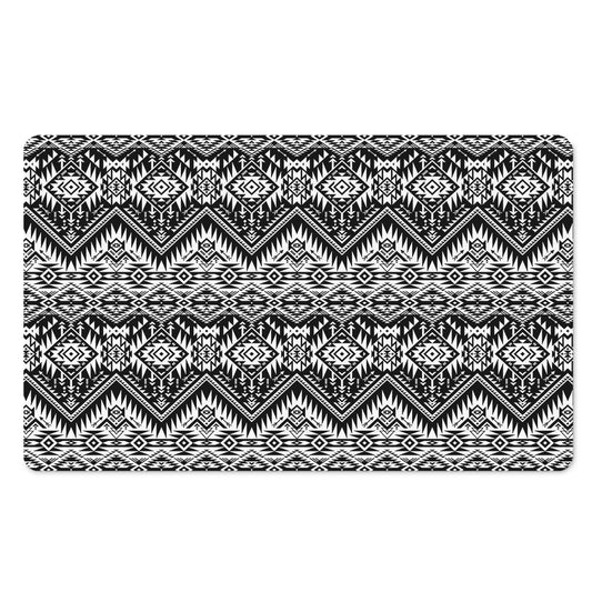 Black And White Navajo Print Polyester Doormat