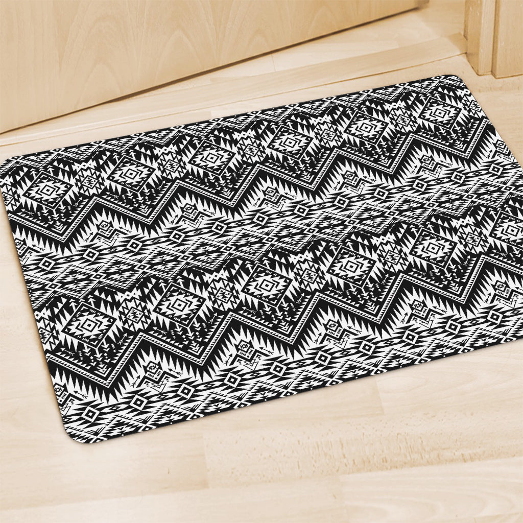 Black And White Navajo Print Polyester Doormat