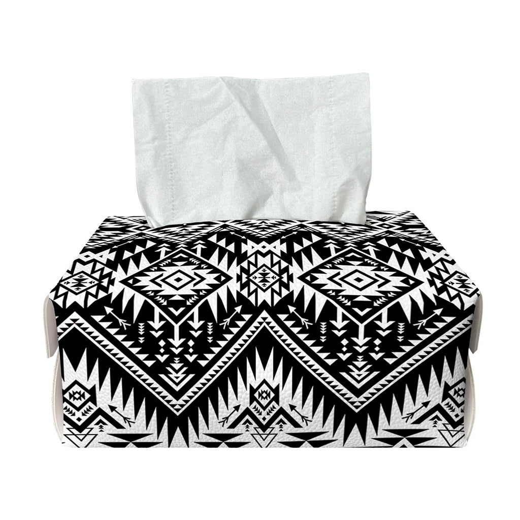 Black And White Navajo Print Rectangle Tissue Box Cover