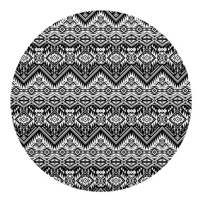 Black And White Navajo Print Round Blanket