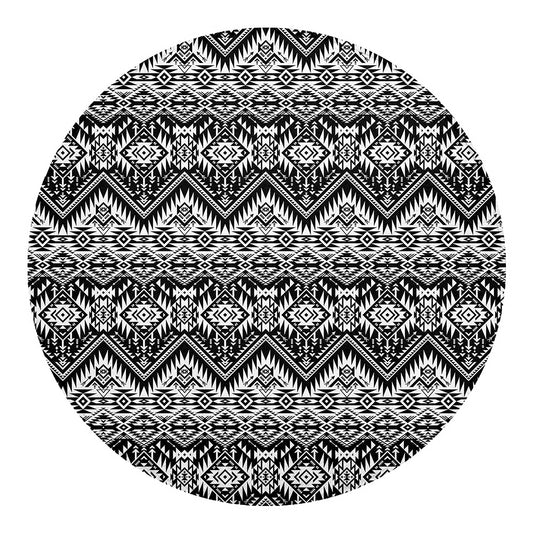 Black And White Navajo Print Round Blanket
