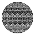 Black And White Navajo Print Round Floor Mat