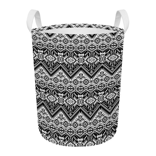 Black And White Navajo Print Round Laundry Basket