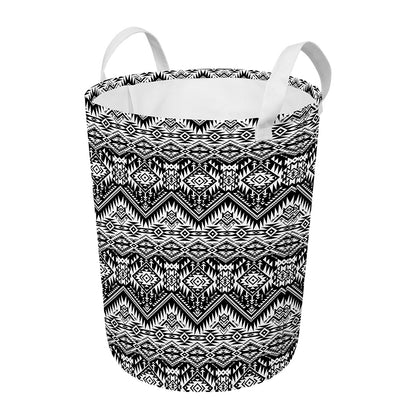 Black And White Navajo Print Round Laundry Basket
