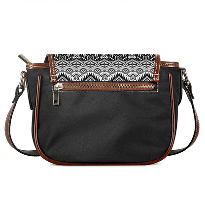 Black And White Navajo Print Saddle Bag