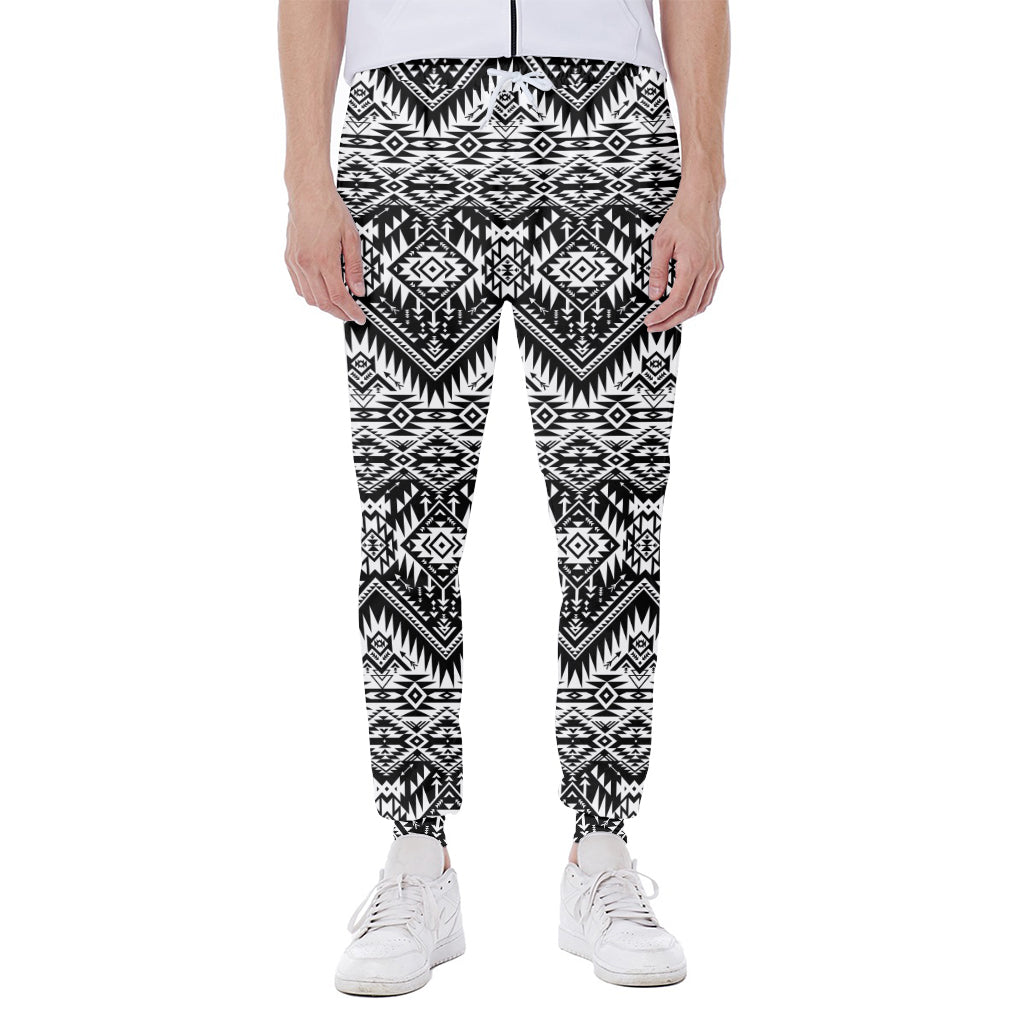 Black And White Navajo Print Scuba Joggers