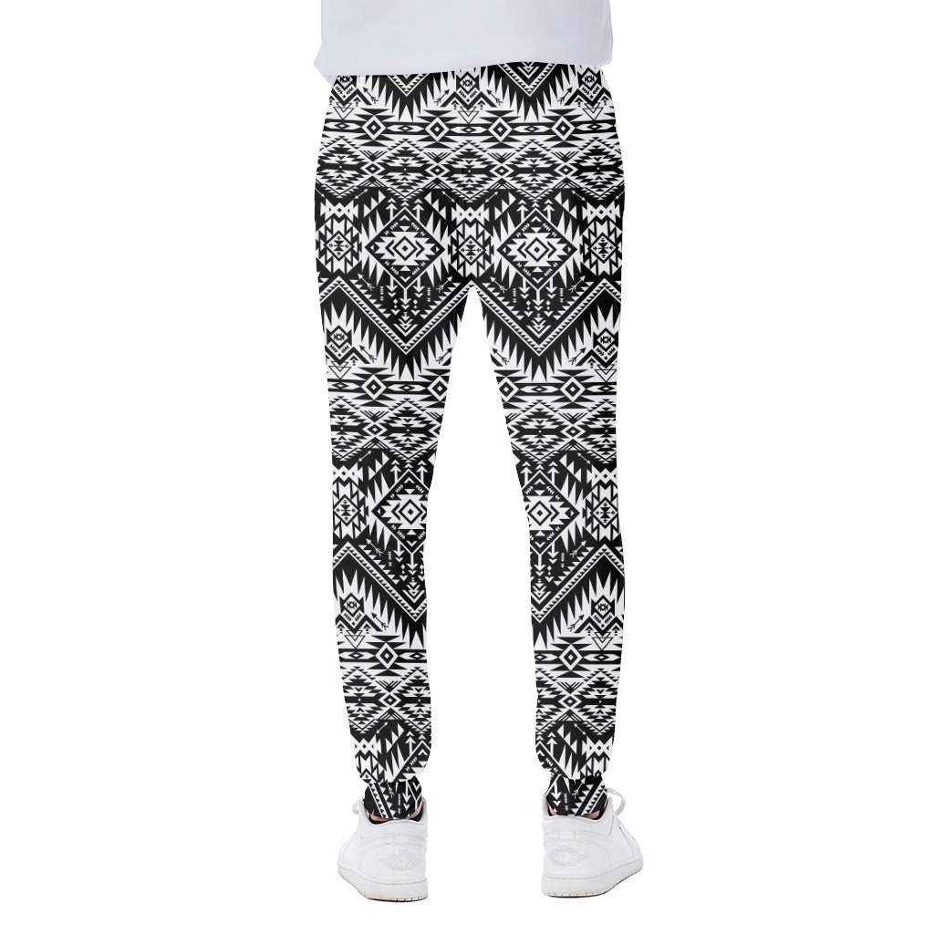 Black And White Navajo Print Scuba Joggers