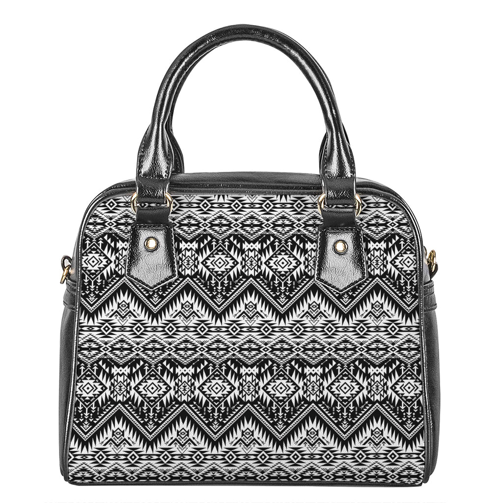 Black And White Navajo Print Shoulder Handbag