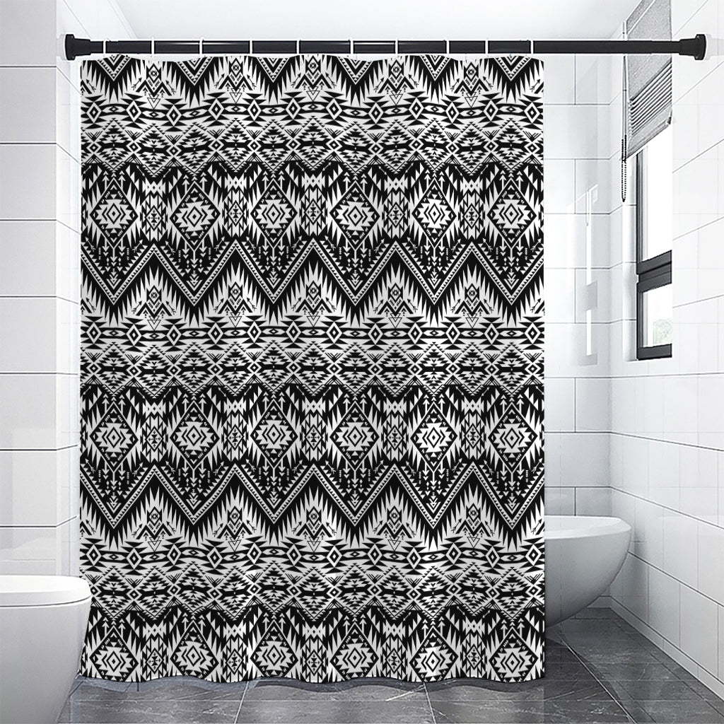 Black And White Navajo Print Shower Curtain