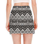 Black And White Navajo Print Side Slit Mini Skirt