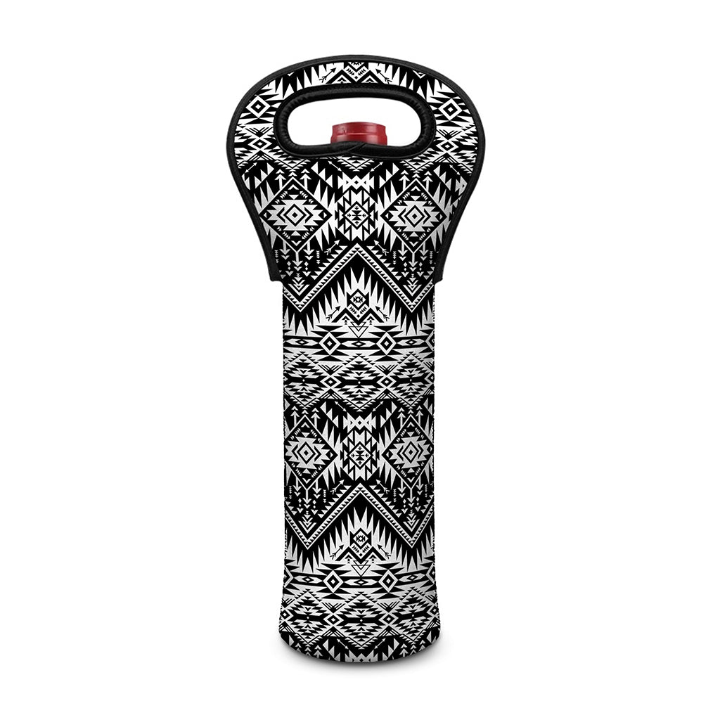 Black And White Navajo Print Single Neoprene Wine Tote