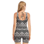 Black And White Navajo Print Sleeveless One Piece Swimsuit