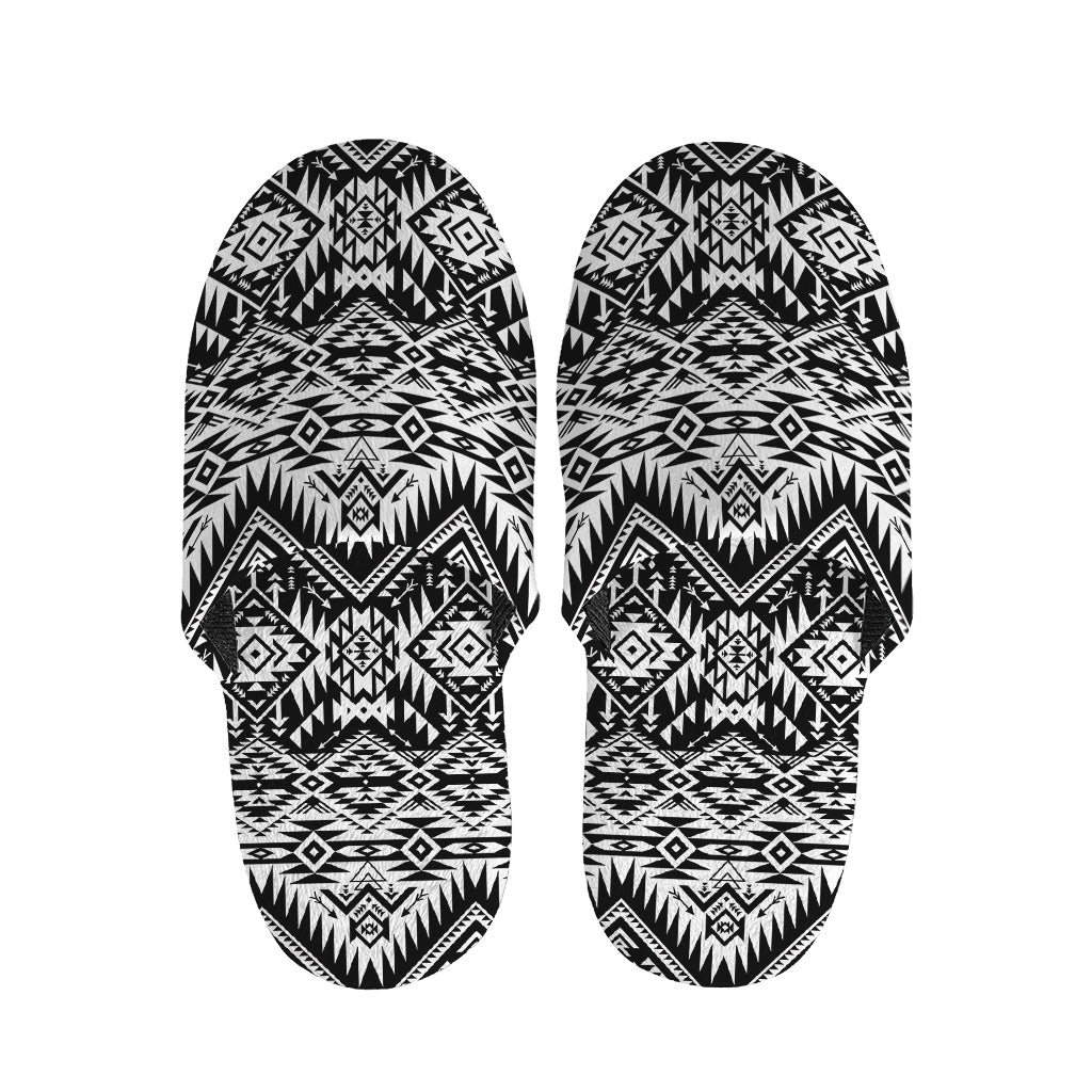 Black And White Navajo Print Slippers