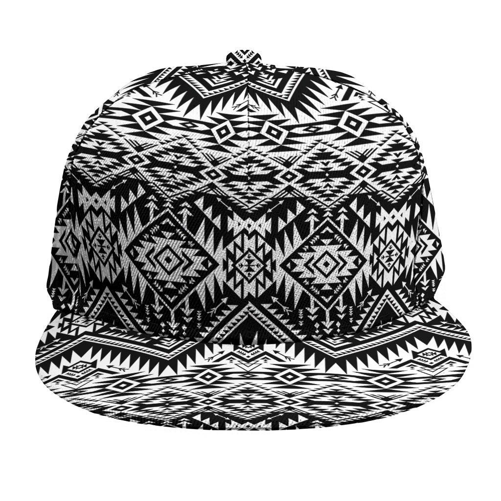 Black And White Navajo Print Snapback Cap