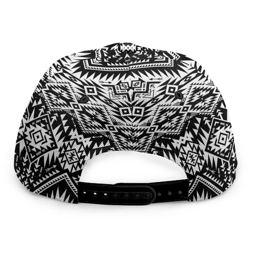 Black And White Navajo Print Snapback Cap