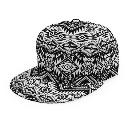 Black And White Navajo Print Snapback Cap
