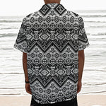Black And White Navajo Print Textured Short Sleeve Shirt